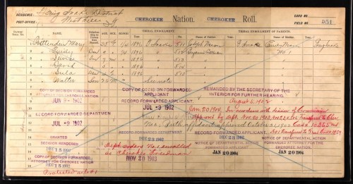 Mary Weaver Crittenden Dawes Census Card 3